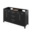 Jeffrey Alexander 60" Black Cade Vanity, double bowl, Black Granite Vanity Top, two undermount rectangle bowls VKITCAD60BKBGR